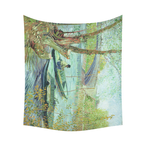 Van Gogh Fishing in the Spring Cotton Linen Wall Tapestry 60"x 51"