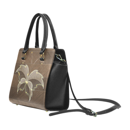 Glass Butterfly on Wooden Board Classic Shoulder Handbag (Model 1653)