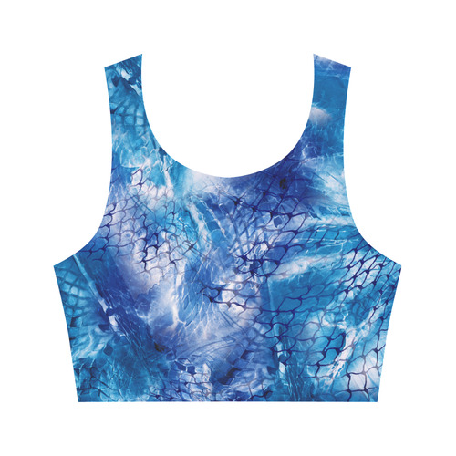 Blue Fishnet Print Design Crop Top Women's Crop Top (Model T42)