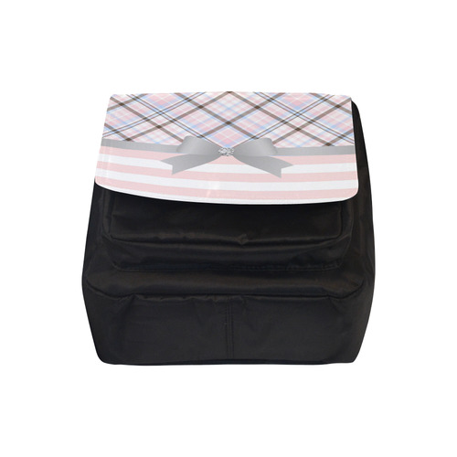 Pink Blue Grey Plaid, Pink Stripes, Grey Bow Crossbody Nylon Bags (Model 1633)