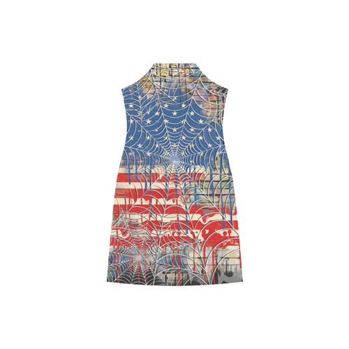 Resist Dress USA Flag Melting Print Dress V-Neck Open Fork Long Dress(Model D18)