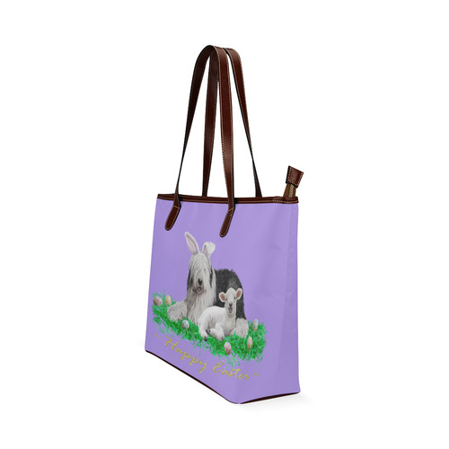 Happy Easter with eggs ~ lilac Shoulder Tote Bag (Model 1646)