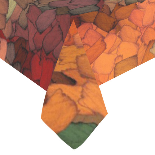 Autumn Inspired Torn Scraps Cotton Linen Tablecloth 60"x120"