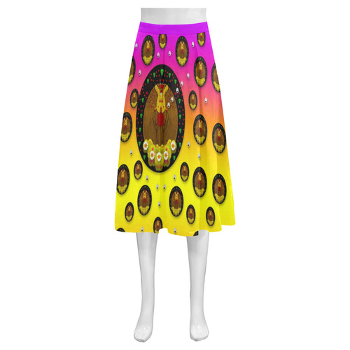 Dancing ant in love and pop art Mnemosyne Women's Crepe Skirt (Model D16)