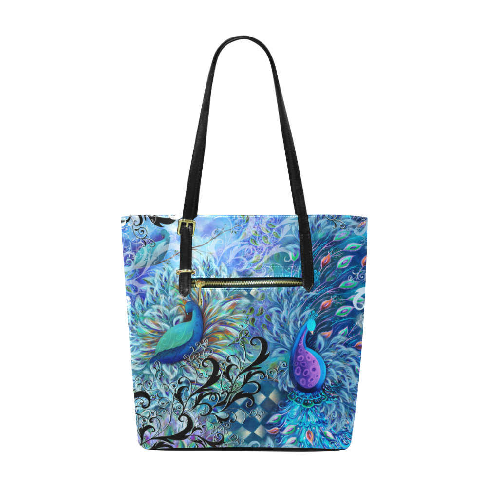 Colorful Peacock Print Handbag By Juleez Euramerican Tote Bag Small