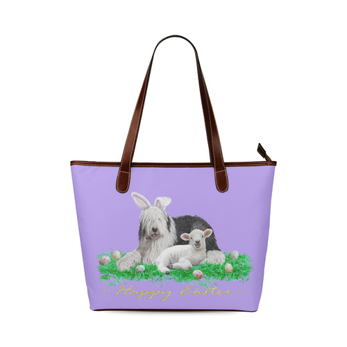 Happy Easter with eggs ~ lilac Shoulder Tote Bag (Model 1646)