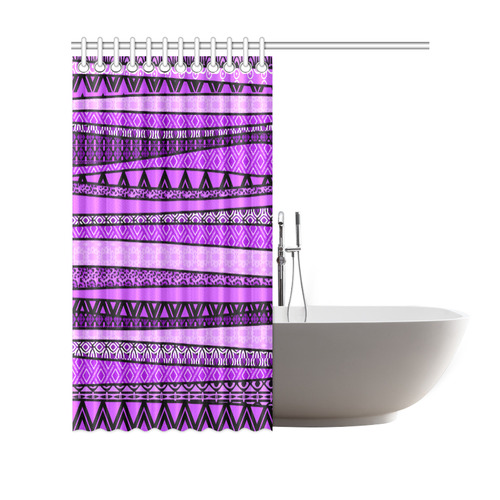 Purple African Pattern Mix Shower Curtain 69"x70"