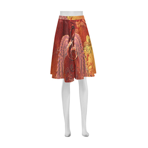 Music, clef and wings Athena Women's Short Skirt (Model D15)