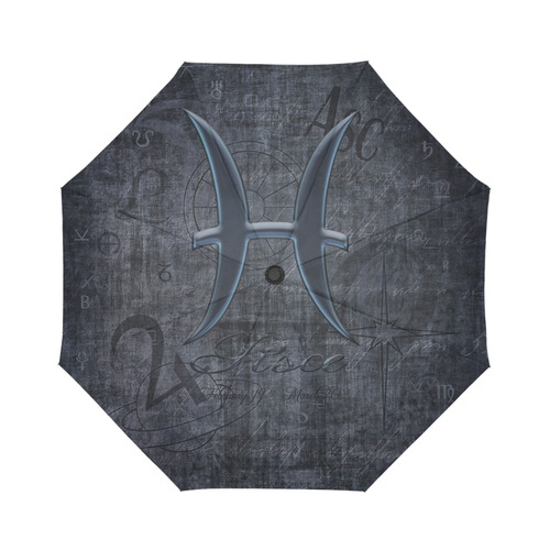 Zodiac Sign Pisce in Grunge Style Auto-Foldable Umbrella (Model U04)