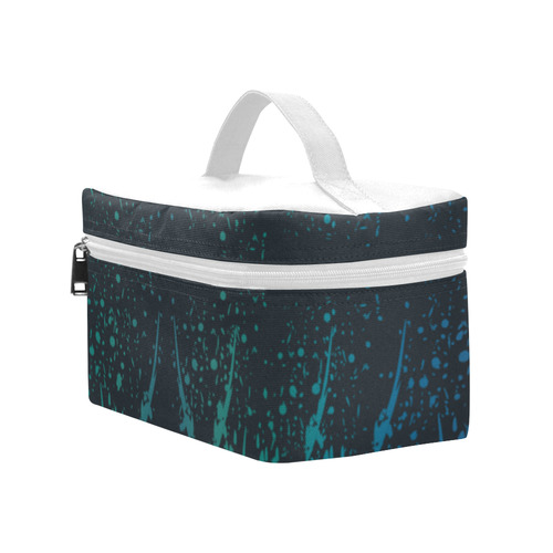 Blue and Green Paint Splatter Cosmetic Bag/Large (Model 1658)