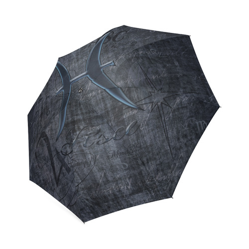 Zodiac Sign Pisce in Grunge Style Foldable Umbrella (Model U01)