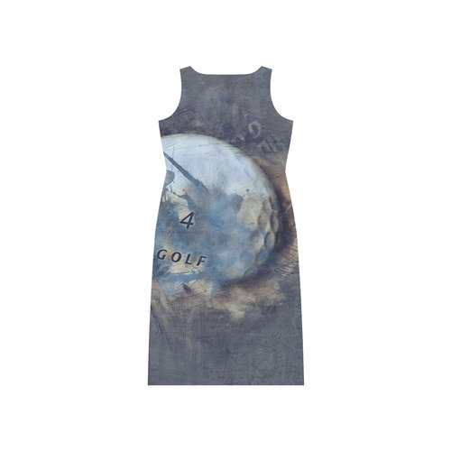 Abstract grunge golf ball Phaedra Sleeveless Open Fork Long Dress (Model D08)