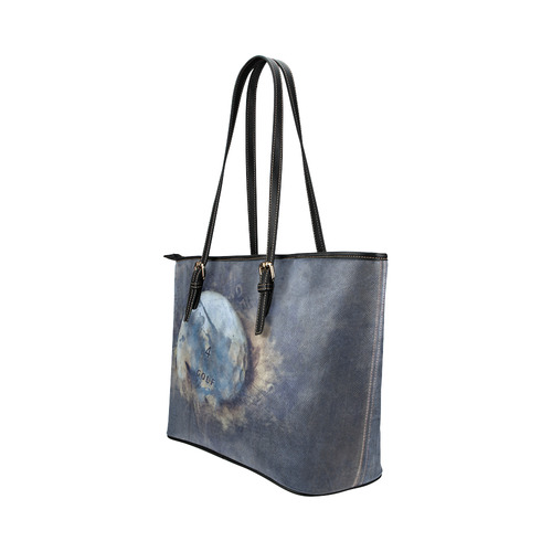 Abstract grunge golf ball Leather Tote Bag/Small (Model 1651)
