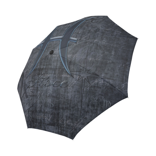 Zodiac Sign Pisce in Grunge Style Auto-Foldable Umbrella (Model U04)