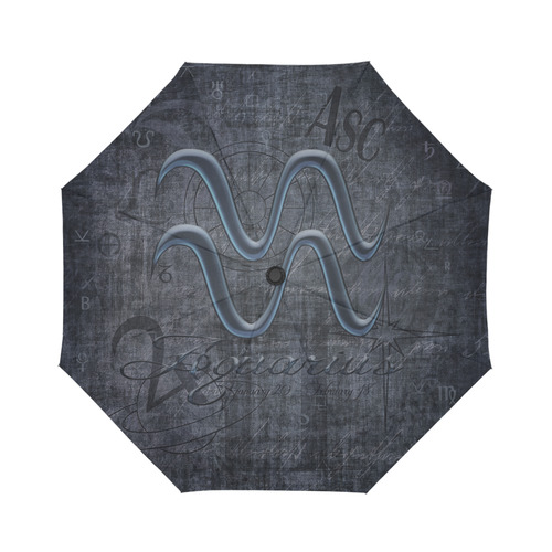 Zodiac Sign Aquarius in Grunge Style Auto-Foldable Umbrella (Model U04)