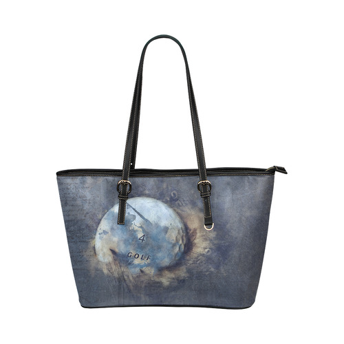 Abstract grunge golf ball Leather Tote Bag/Small (Model 1651)