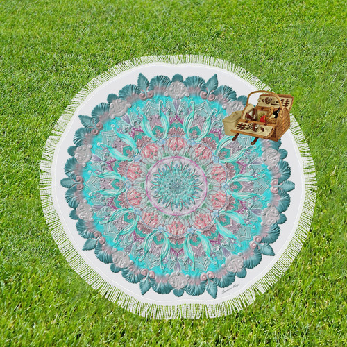 mandala gloopy 4 Circular Beach Shawl 59"x 59"