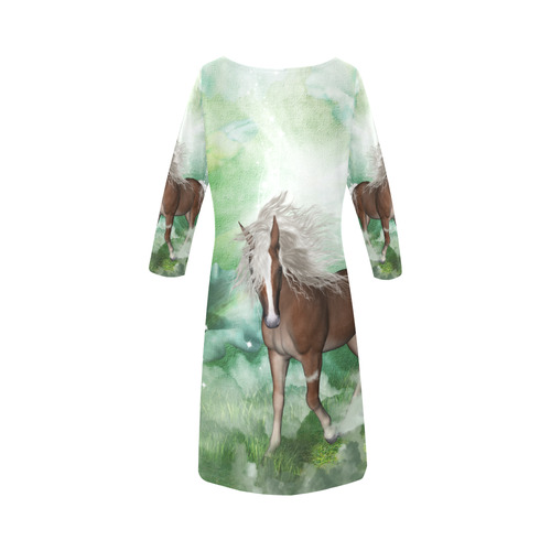 Horse in a fantasy world Round Collar Dress (D22)