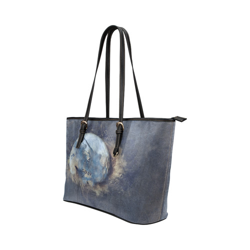 Abstract grunge golf ball Leather Tote Bag/Large (Model 1651)
