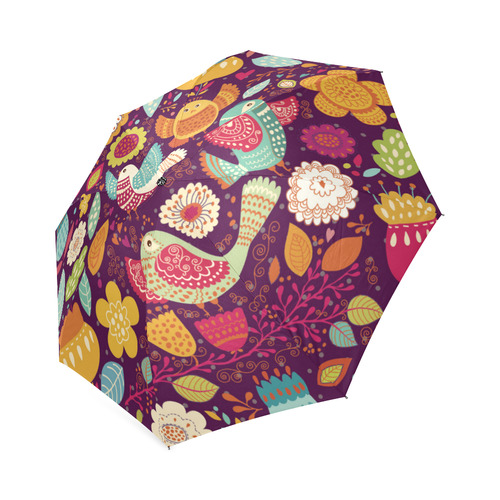 Cute Birds and Flowers Floral Pattern Foldable Umbrella (Model U01)