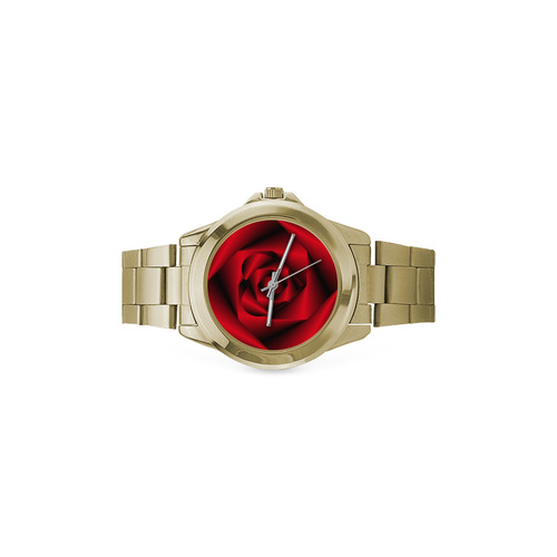 Black & Red Swirls Love Heart Custom Gilt Watch(Model 101)