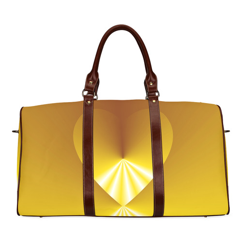 Yellow & White Sunrays Love Heart Waterproof Travel Bag/Small (Model 1639)