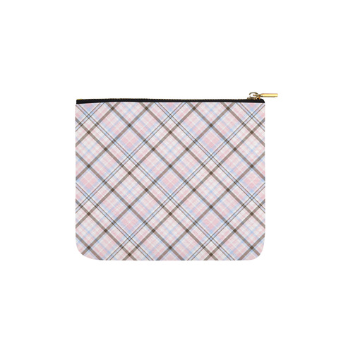 Pink Blue Grey Plaid Design Carry-All Pouch 6''x5''