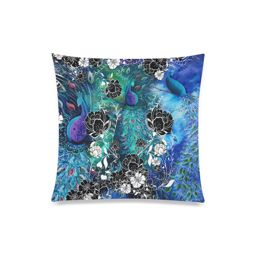 Blue Peacock Garden Print By Juleez Custom Zippered Pillow Case 20"x20