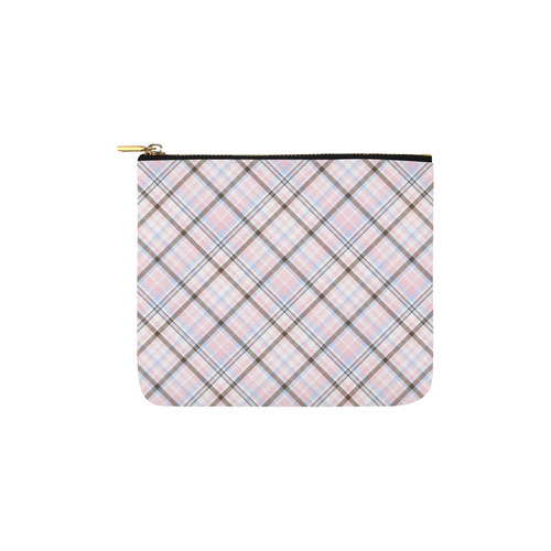 Pink Blue Grey Plaid Design Carry-All Pouch 6''x5''