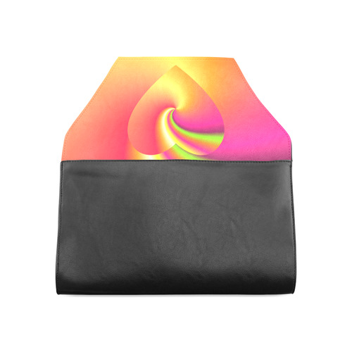 Rainbow Swirls Love Heart Clutch Bag (Model 1630)