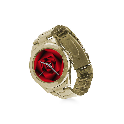 Black & Red Swirls Love Heart Custom Gilt Watch(Model 101)
