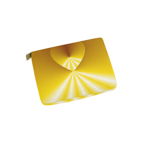 Yellow & White Sunrays Love Heart Carry-All Pouch 6''x5''