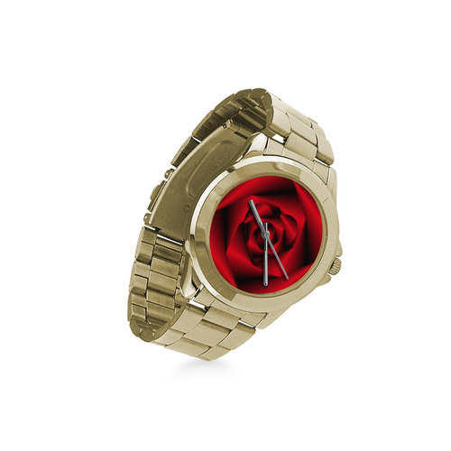 Black & Red Swirls Love Heart Custom Gilt Watch(Model 101)