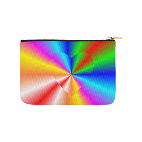 Rainbow Sunburst Love Heart Carry-All Pouch 9.5''x6''