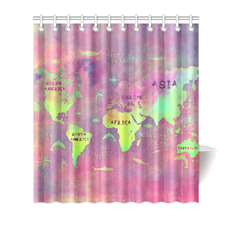 world map Shower Curtain 66"x72" ID D1320633