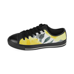 Flower yellow big Low Top Canvas Shoes for Kid (Model 018)
