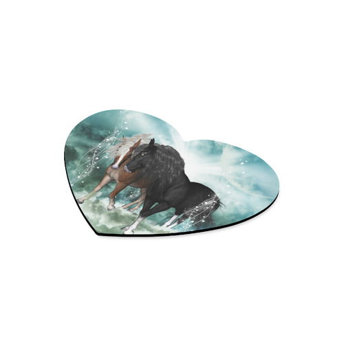 The wonderful couple horses Heart-shaped Mousepad