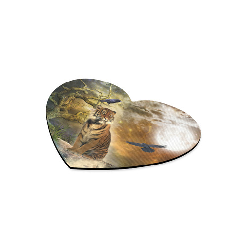 Awesome itger in the night Heart-shaped Mousepad