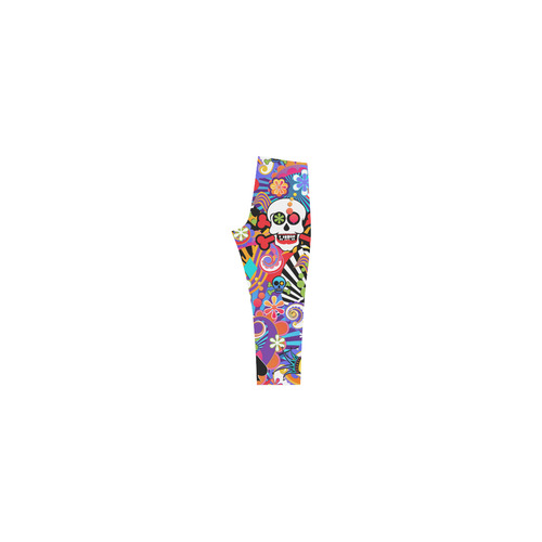 Sugar Skull Pop Art Colorful Legging Capri Legging (Model L02)