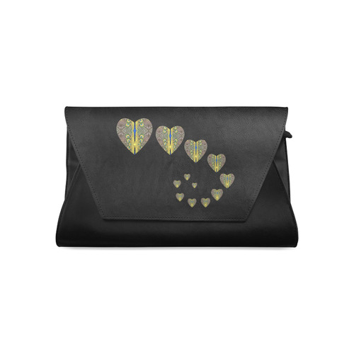 Peacock Feathers  Love Hearts Trail Clutch Bag (Model 1630)