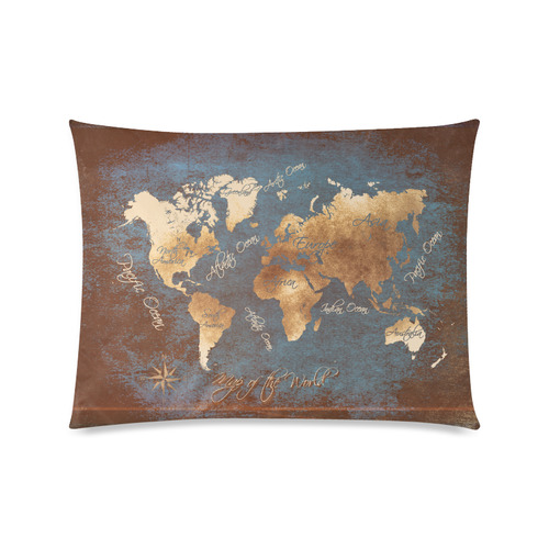 world map Custom Zippered Pillow Case 20"x26"(Twin Sides)