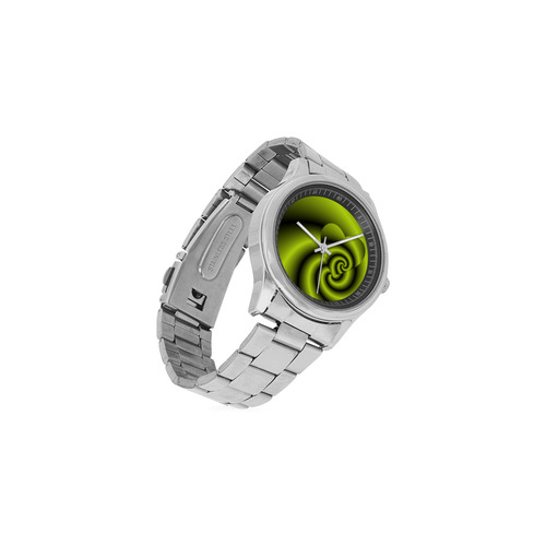 Irish Green Swirls Love Heart Men's Stainless Steel Watch(Model 104)