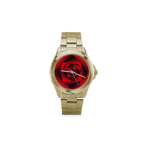 Black & Red Swirls Love Heart Custom Gilt Watch(Model 101)