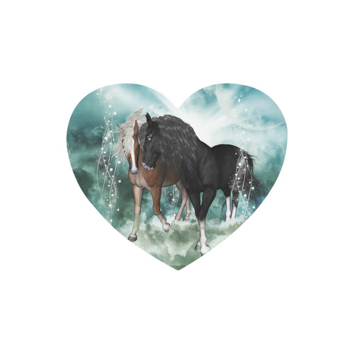 The wonderful couple horses Heart-shaped Mousepad