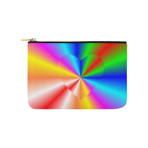 Rainbow Sunburst Love Heart Carry-All Pouch 9.5''x6''