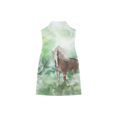 Horse in a fantasy world V-Neck Open Fork Long Dress(Model D18)