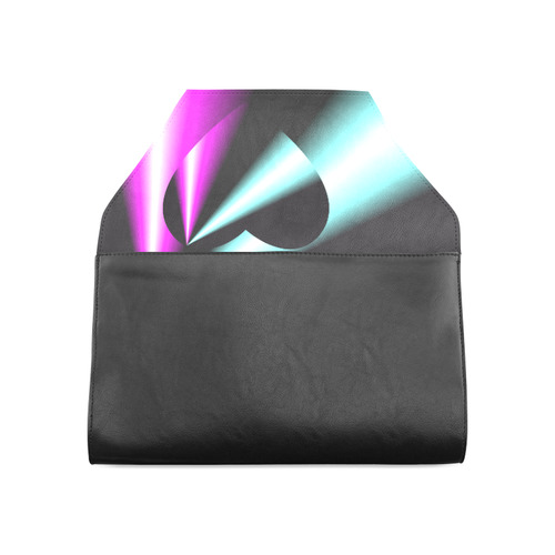 Pink & Turquoise Laser Beams Love Heart Clutch Bag (Model 1630)