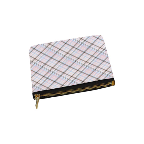 Pink Blue Grey Plaid Design Carry-All Pouch 6''x5''
