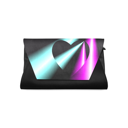 Pink & Turquoise Laser Beams Love Heart Clutch Bag (Model 1630)