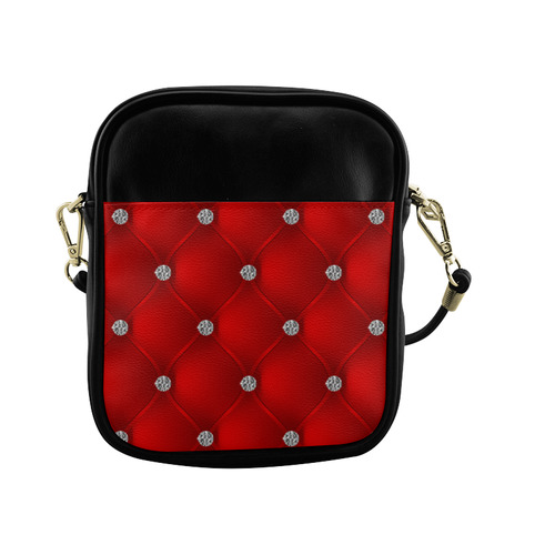 Red Silver Luxury Pattern with Jewels Sling Bag (Model 1627)